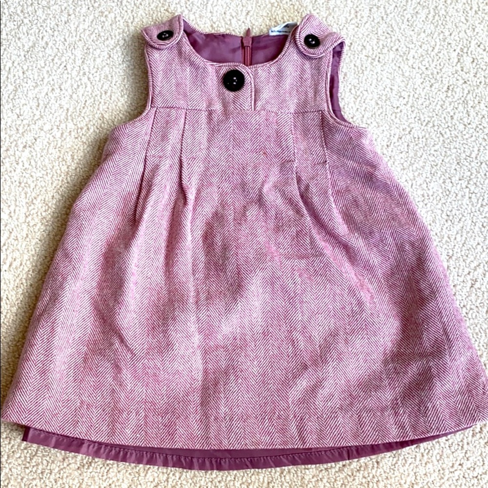 Pink and white chevron baby dress
